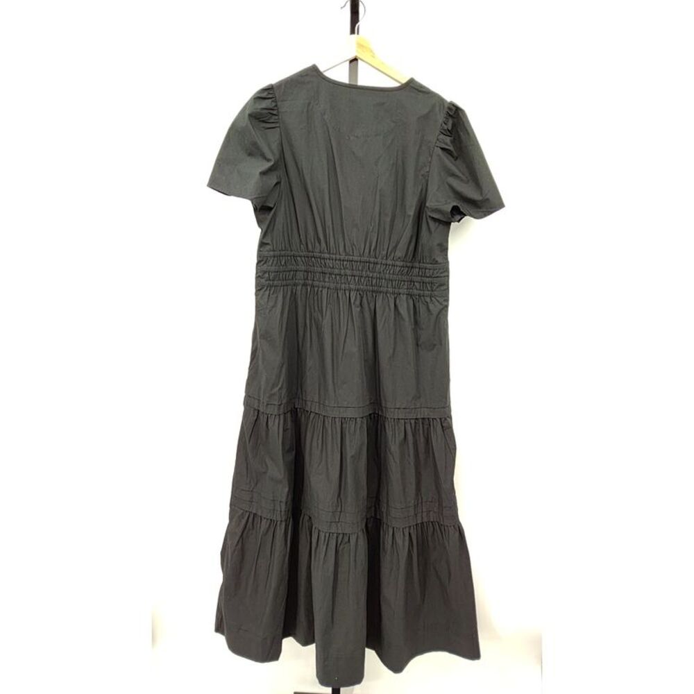 Quince Women 100% Organic Cotton Poplin Tiered Maxi Dress Black XL - Picture 2 of 3